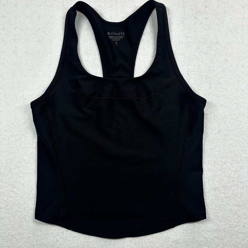Athleta Womens Small Black Racerback Tank Athletic Workout Top Built-In Support